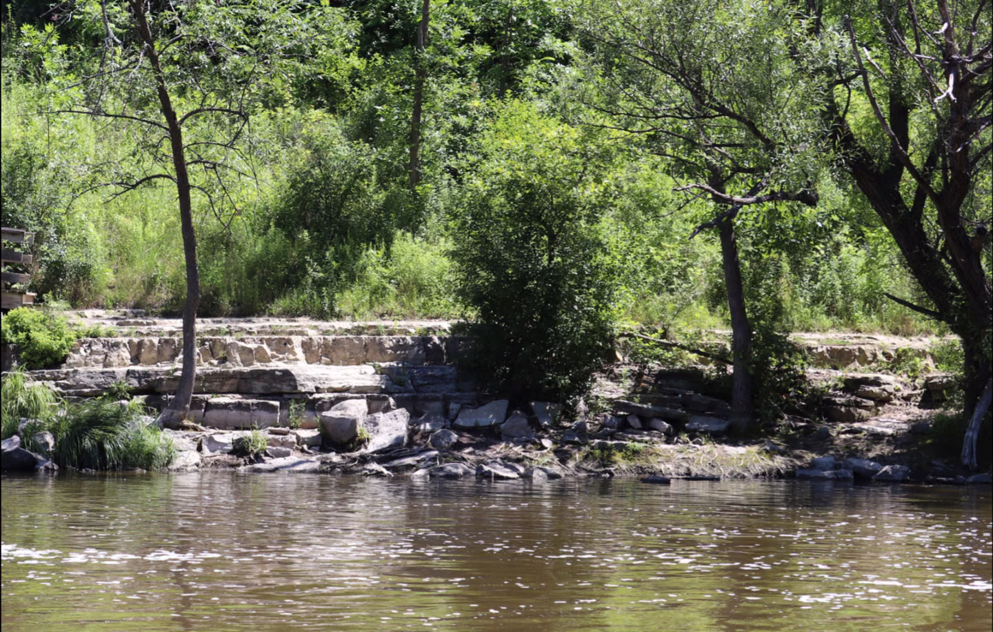 Milwaukee River rock formations at Estabrook Park.